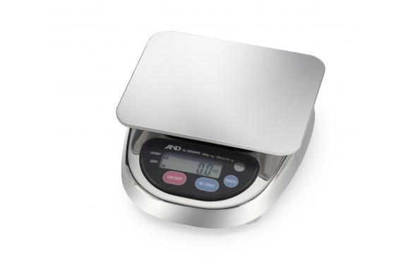AND Weighing HL-3000LWPF Compact Washdown Scale with Large Pan, NTEP, 3000 g x 1 g
