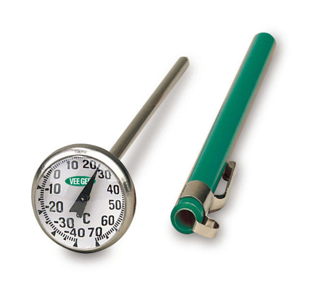 Heathrow Scientific 81110 Thermometer, Dial, -10° to 110°C, 1" Diameter, 1/pk