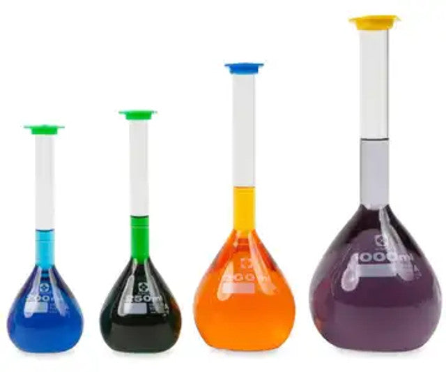 Heathrow Scientific 2303A-100 Volumetric Flask, Class A, Snap-Cap, 100 mL, 4/pk