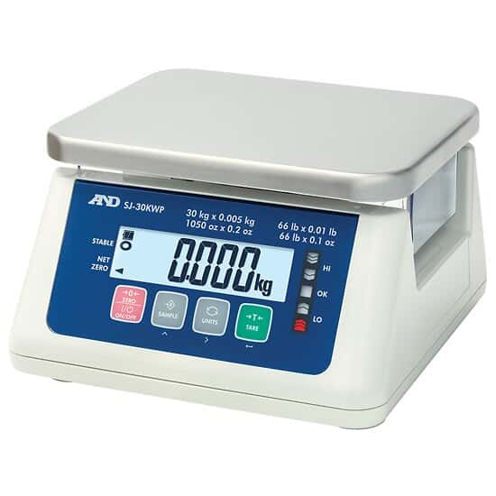 AND Weighing SJ-3000WP Washdown Compact Scale, 3000 g x 0.2 g