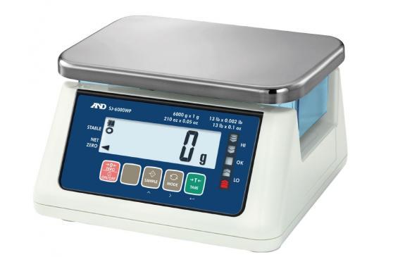 AND Weighing SJ-30KWP Washdown Compact Scale, 30000 g Capacity, g Readability