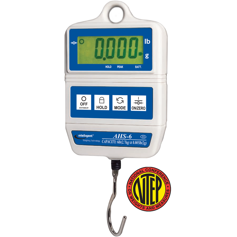 Intelligent Weighing AHS-6 AHS NTEP Digital Hanging Scale, 6 lb Capacity, 0.005 lb Readability